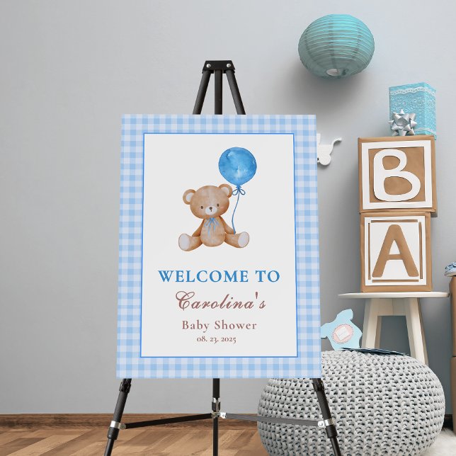 Blue we can bearly wait baby shower welcome foam board (Creator Uploaded)