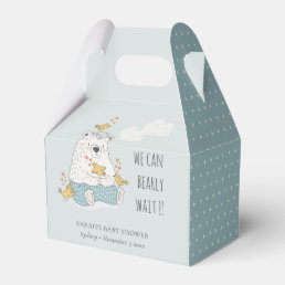 Blue We Can Bearly Wait Bear Birds Baby Shower Favor Boxes