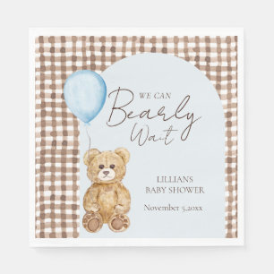 Blue We Can Bearly Wait Boy Baby Shower  Napkins