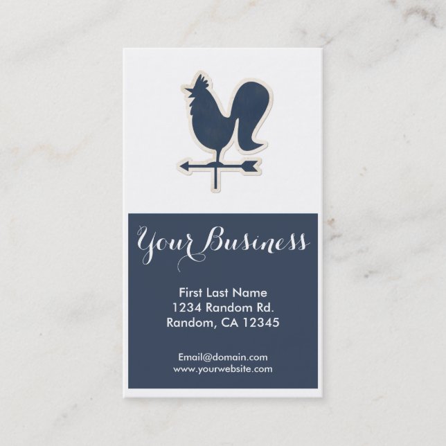 Blue weather vane customizable business cards (Front)
