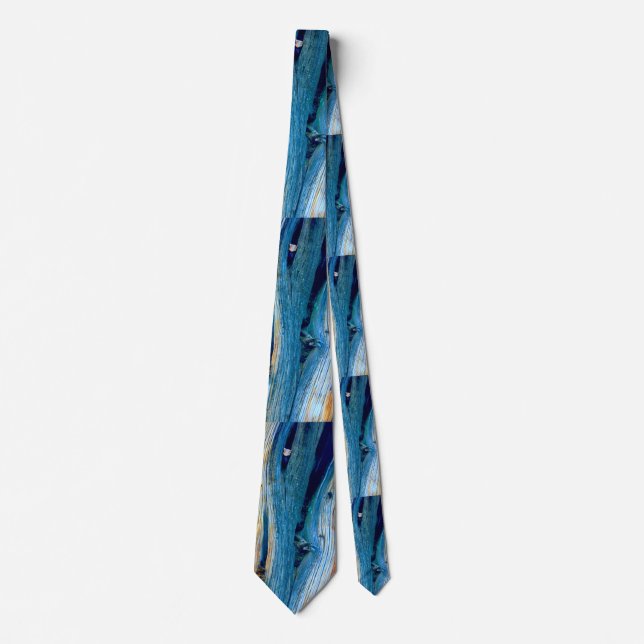 blue weathered  barn boards neck tie (Front)