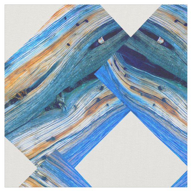 blue weathered barnboard white diamonds fabric (Close Up)