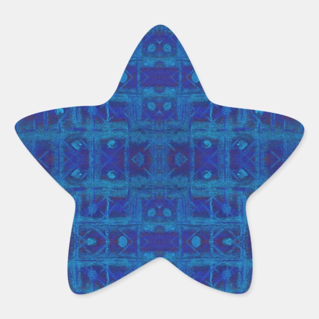 Blue weave, abstract geometric pattern, hand drawn star sticker (Front)
