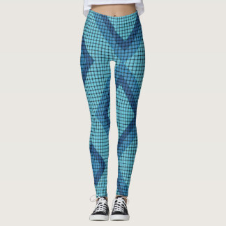Blue Weave and Diamond Pattern Leggings