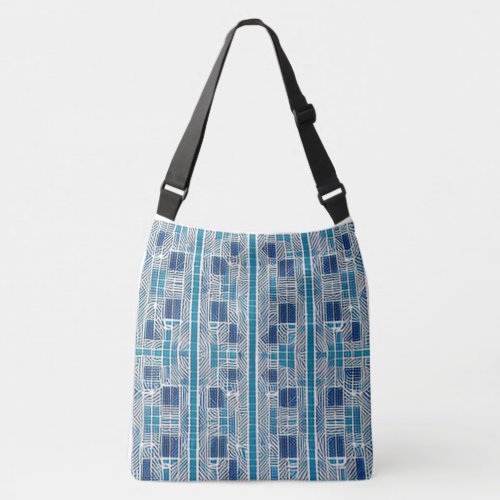 Blue Weave Basket Pattern Crossbody Bag