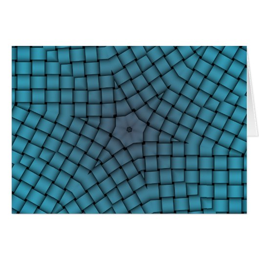 Blue Weave Star Pattern Christmas Holiday Greeting (Front Horizontal)