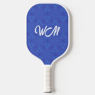 Blue Web Fractal Pattern Pickleball Paddle
