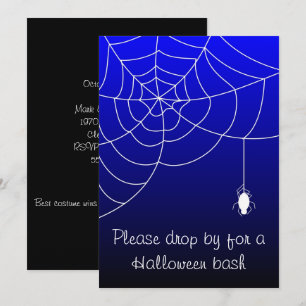 Blue Web of Fright Halloween Party Invitation