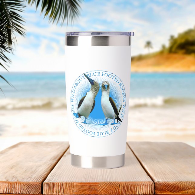 Blue Webbed Foot Birds Galapagos Islands Souvenir Insulated Tumbler (Beach)