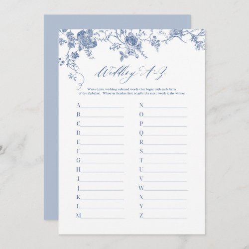 Blue Wedding A_Z Alphabet Bridal Shower Game Cards