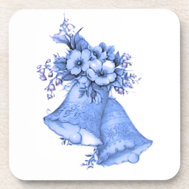 Blue Wedding Bells Beverage Coaster (Front)