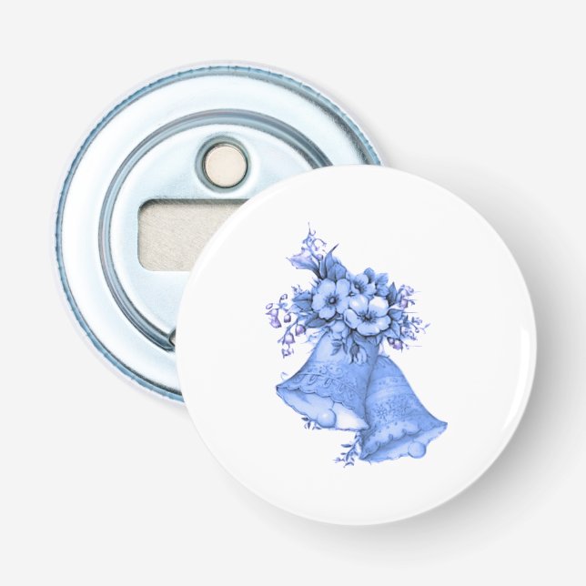 Blue Wedding Bells Bottle Opener (Front)