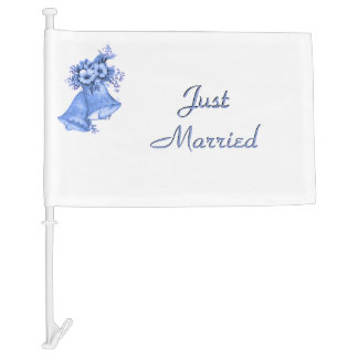 Blue Wedding Bells Car Flag