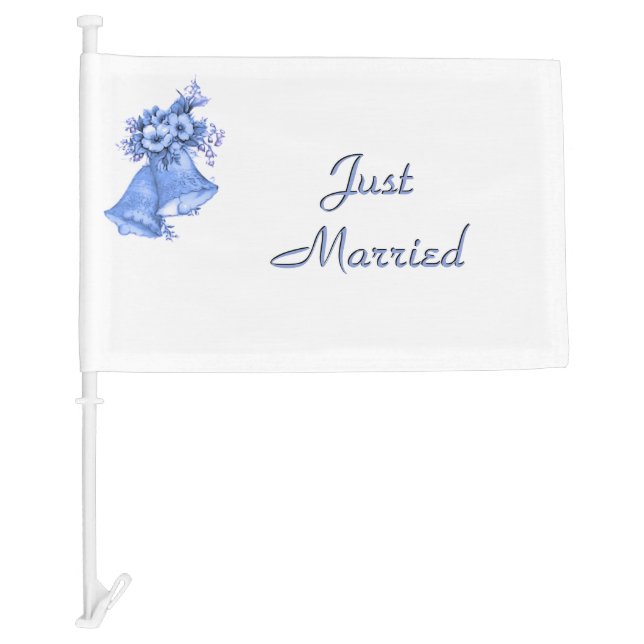 Blue Wedding Bells Car Flag (Front)