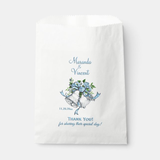 Blue Wedding Bells Favor Bag (Front)