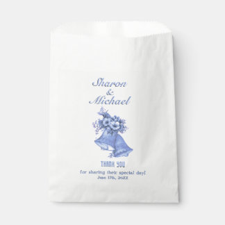 Blue Wedding Bells Favor Bag Names and Date