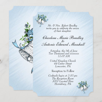 Blue Wedding Bells Invitation