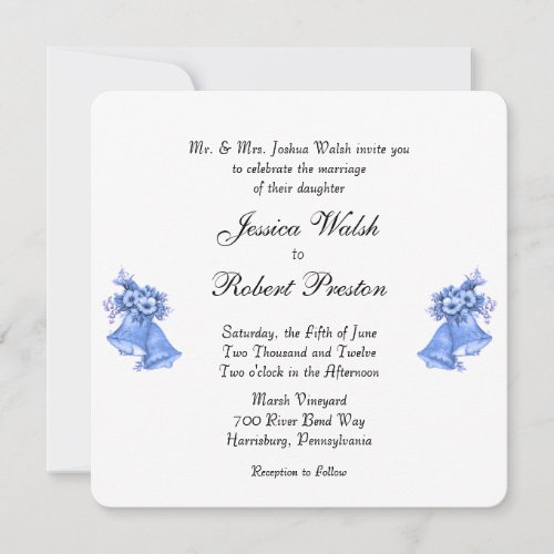 Blue Wedding Bells Invitation
