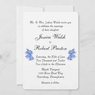 Blue Wedding Bells Invitation 5" x 7"