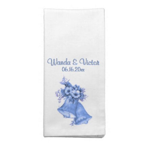 Blue Wedding Bells Personalized Cloth Napkin