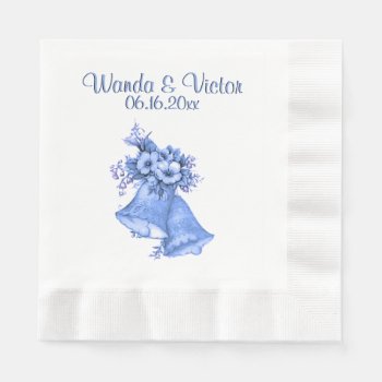 Blue Wedding Bells Personalized Paper Napkin