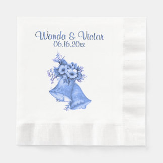 Blue Wedding Bells Personalized Paper Napkins