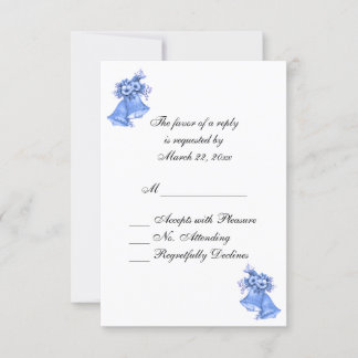 Blue Wedding Bells Personalized RSVP Card