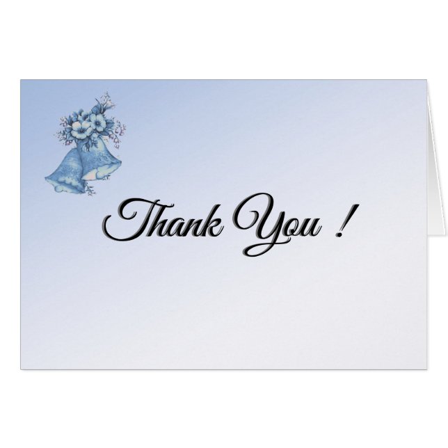 Blue Wedding Bells Thank You Card with Signature (Front Horizontal)