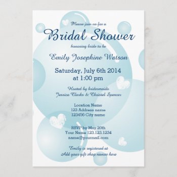 Blue Wedding Bubbles Bridal Shower Invitations by backgroundpatterns at Zazzle