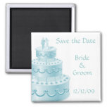 Blue Wedding Cake Save The Date Magnets at Zazzle