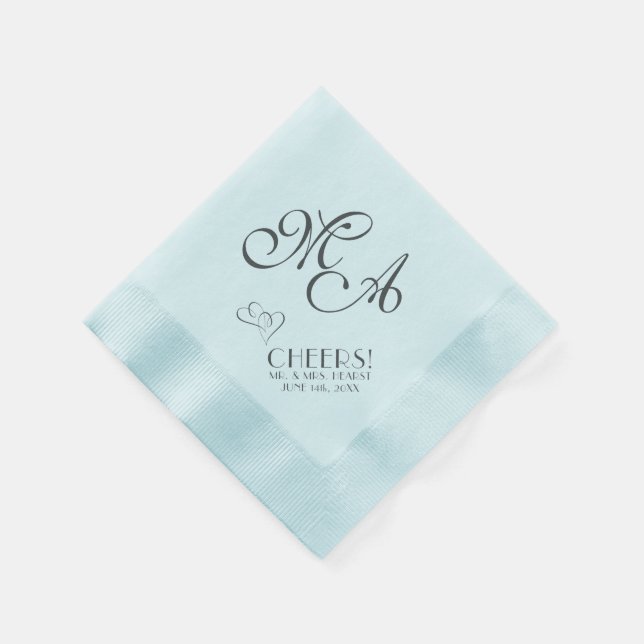BLUE Wedding CHEERS! Standard Cocktail Napkin (Corner)