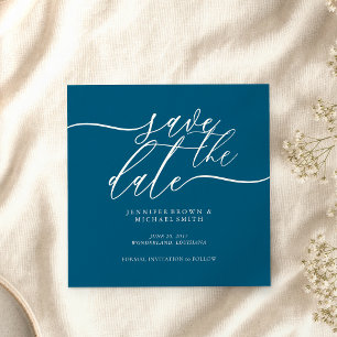Blue Wedding Custom Photo Mini Save the Date Enclosure Card