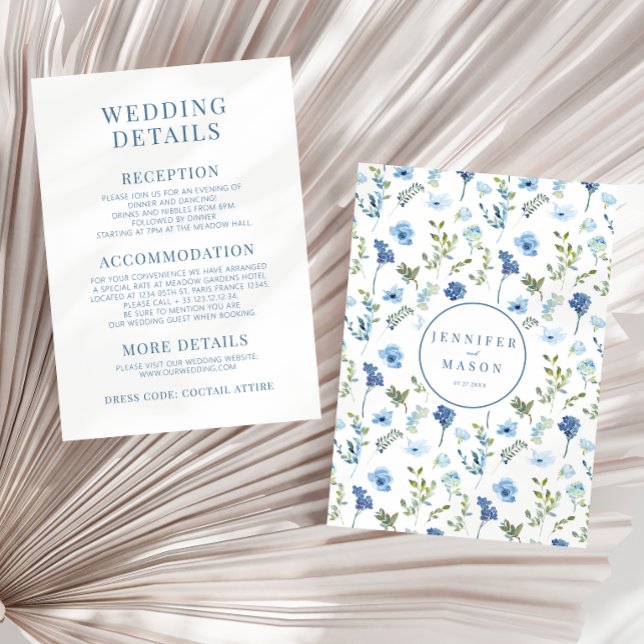 Blue  wedding details Card (Creator Uploaded)