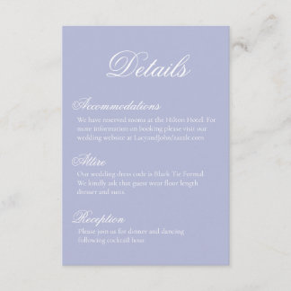 Blue Wedding Details Card