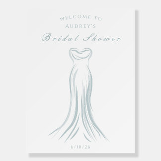Blue Wedding Dress Bridal Shower Welcome Sign
