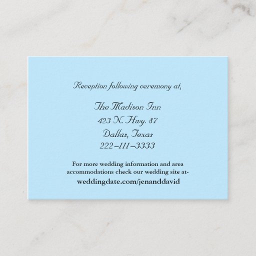 Customizable Blue Wedding enclosure cards Business Cards