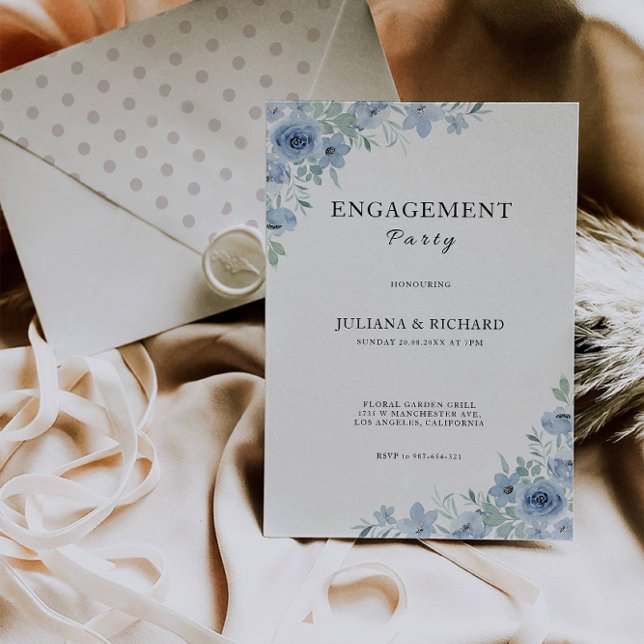 Blue Wedding Engagement Invitation Template (Blue Wedding Engagement Invitation Template)