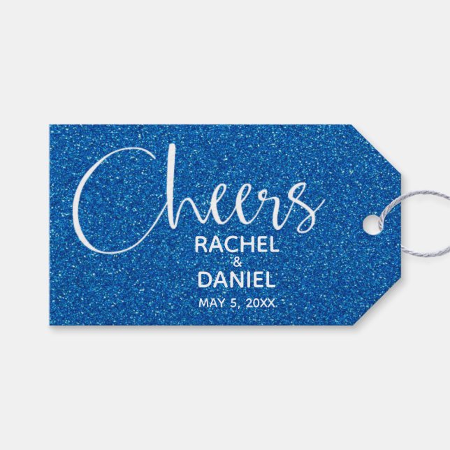Blue Wedding Favor Gift Tags (Front (Horizontal))