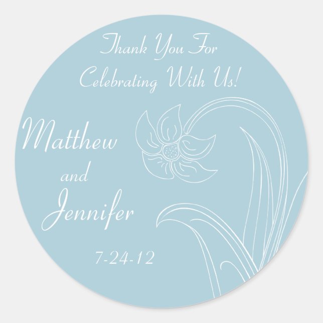 Blue Wedding Favor Labels with Custom Text (Front)