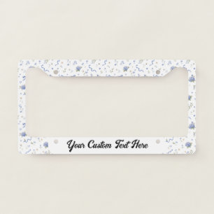Blue Wedding Flower Pattern Girly License Plate Frame