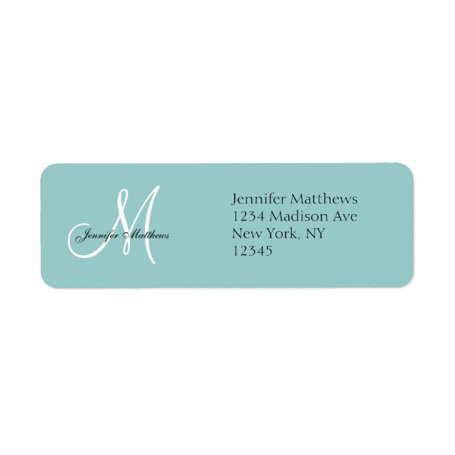 Blue Wedding Invitation Return Address Labels (Front)