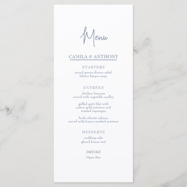 Blue Wedding Menu (Front)