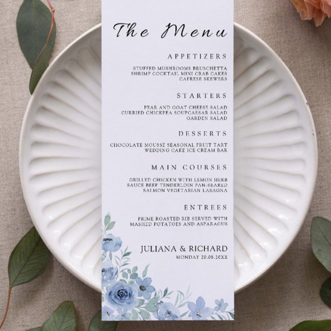 Blue Wedding Menu Cards Template (Blue Wedding Menu Cards Template)