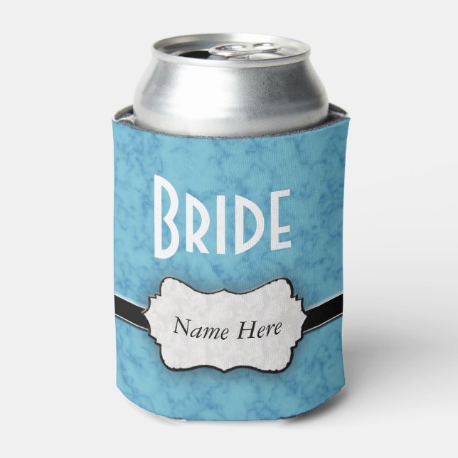 Blue Wedding Party Drink Cozy Can Cooler (Can Front)