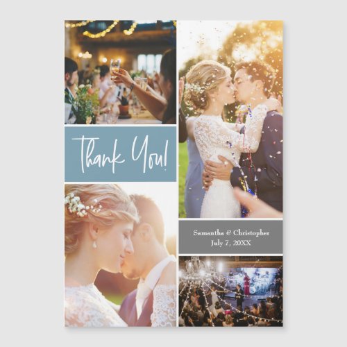 Blue Wedding Photo Collage Vertical thank you