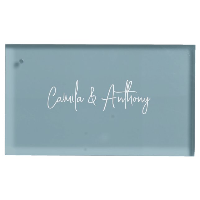Blue Wedding Place Card Holder (Front)