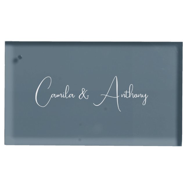 Blue Wedding Place Card Holder (Front)