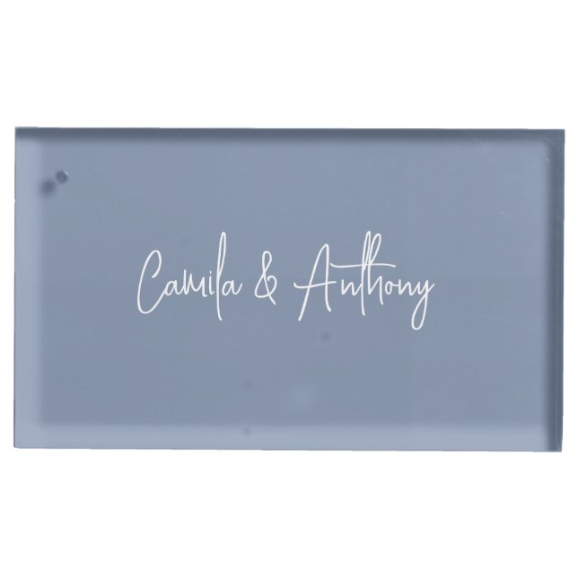 Blue Wedding Place Card Holder (Front)