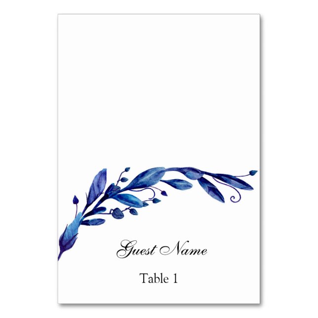 Blue wedding place card. Winter seating card (Front)