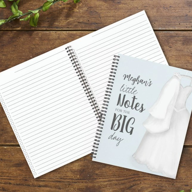 Blue Wedding Planner Personalized   Notebook (Wedding planner notebook with watercolor wedding dress. )